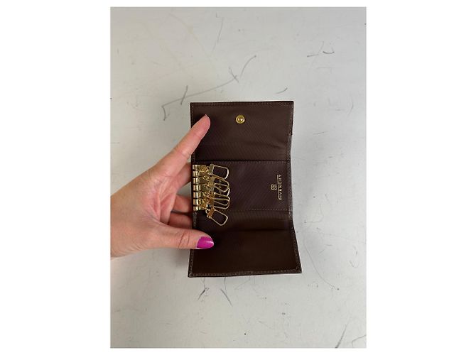 Vintage Givenchy Kalbsleder Schlüsselanhänger Dunkelbraun Gold - Ansicht 3