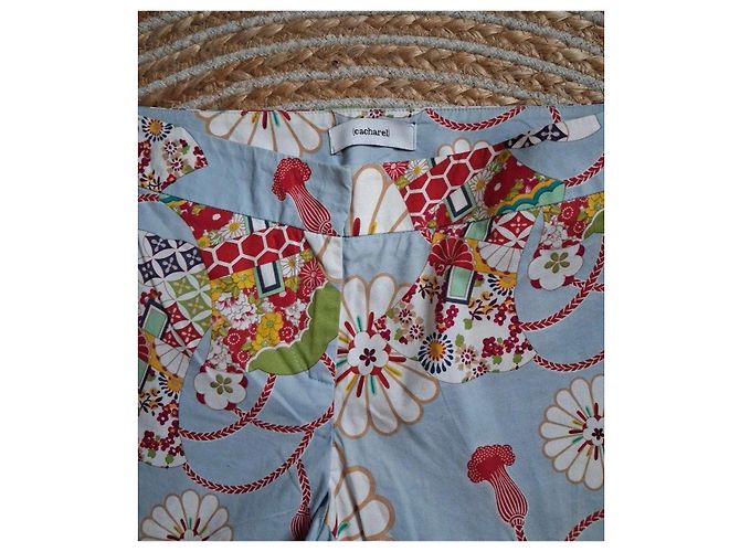 Pantalón Cacharel estampado floral azul Blanco Roja Verde Amarillo - vista 10