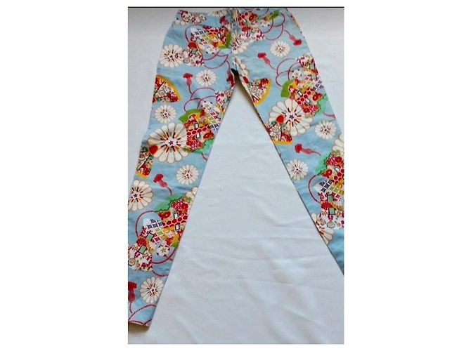 Pantalón Cacharel estampado floral azul Blanco Roja Verde Amarillo - vista 2