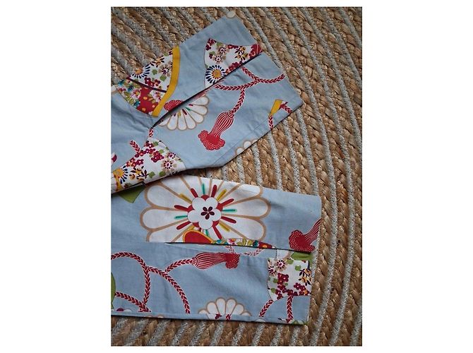 Pantalón Cacharel estampado floral azul Blanco Roja Verde Amarillo - vista 4