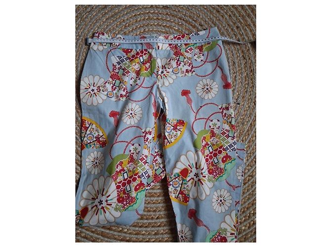 Pantalón Cacharel estampado floral azul Blanco Roja Verde Amarillo - vista 7
