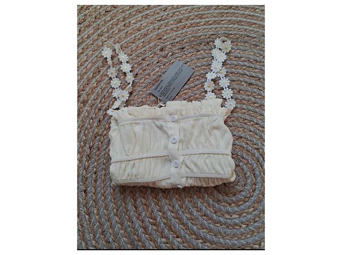 Autre Marque Crop top YCOSIC con smock e spalline a margherite Crudo - vista 10