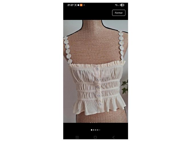 Autre Marque Crop top YCOSIC con smock e spalline a margherite Crudo - vista 2