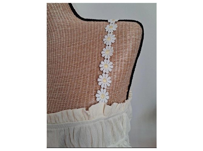 Autre Marque Crop top YCOSIC con smock e spalline a margherite Crudo - vista 4