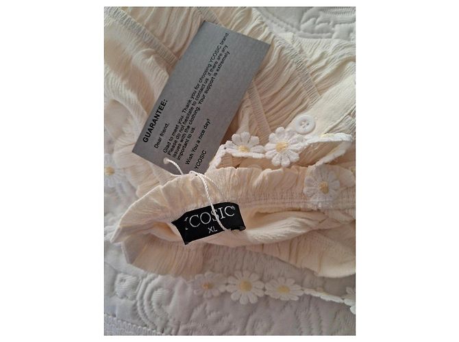 Autre Marque Crop top YCOSIC con smock e spalline a margherite Crudo - vista 8