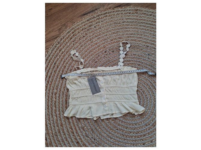 Autre Marque Crop top YCOSIC con smock e spalline a margherite Crudo - vista 9