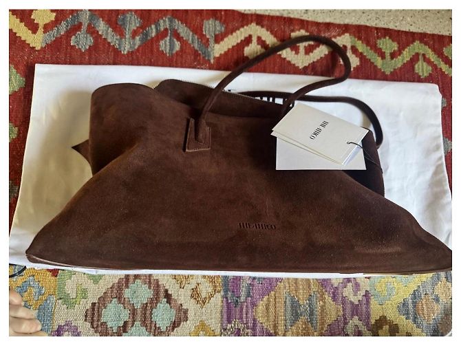 The Attico Sac Cabas en Daim Marron - vue 10
