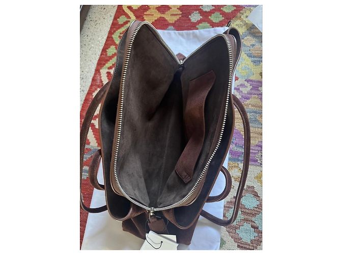 The Attico Sac Cabas en Daim Marron - vue 14