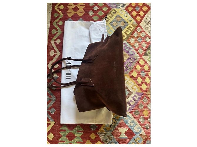 The Attico Sac Cabas en Daim Marron - vue 7