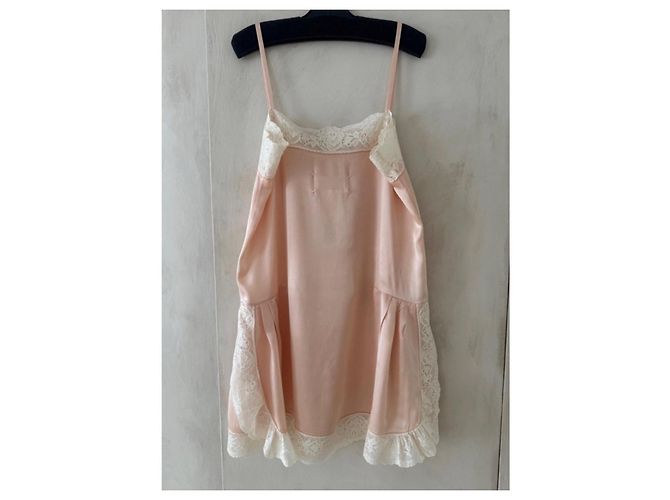 Maison Martin Margiela Maison Margiela Abito sottoveste in seta e pizzo rosa - vista 2