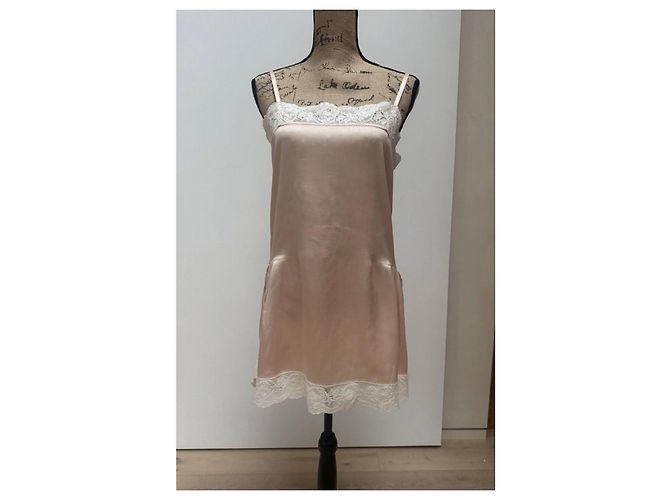Maison Martin Margiela Maison Margiela Abito sottoveste in seta e pizzo rosa - vista 7