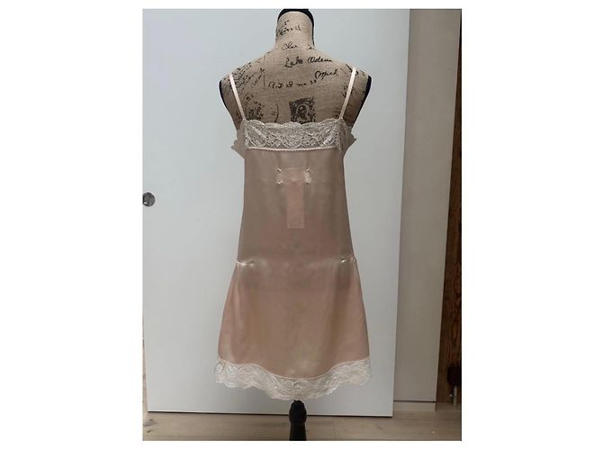 Maison Martin Margiela Maison Margiela Abito sottoveste in seta e pizzo rosa - vista 8