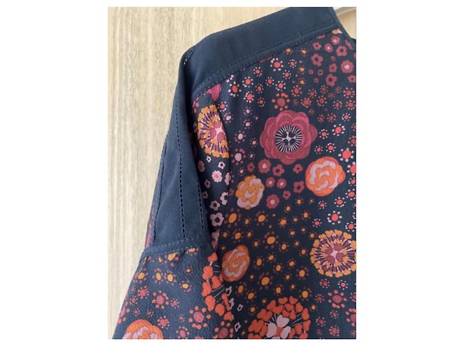 Burberry Seidenkleid mit Blumenprint Schwarz Pink Orange Bordeaux - Ansicht 4