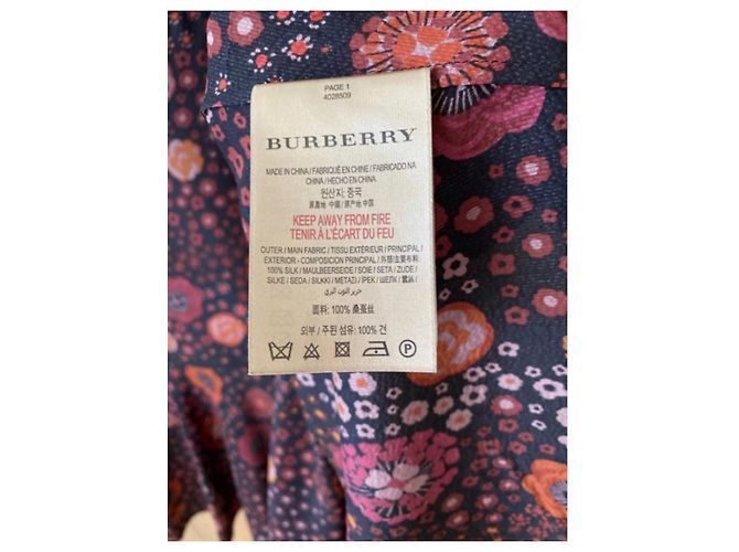 Burberry Seidenkleid mit Blumenprint Schwarz Pink Orange Bordeaux - Ansicht 9