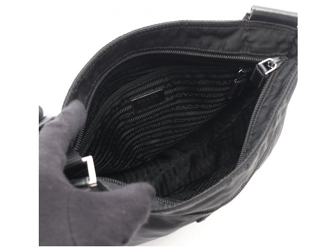 Borsa a tracolla Prada TESSUTO + SAFFIANO Nero - vista 3
