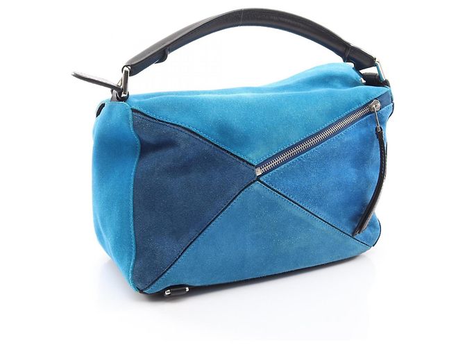 Borsa Loewe Puzzle Medium 2-Way Handbag Nero Blu - vista 2