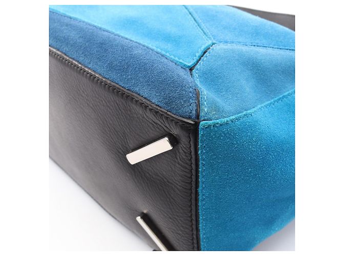 Borsa Loewe Puzzle Medium 2-Way Handbag Nero Blu - vista 5