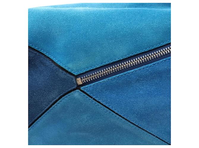 Borsa Loewe Puzzle Medium 2-Way Handbag Nero Blu - vista 7