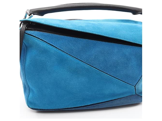 Borsa Loewe Puzzle Medium 2-Way Handbag Nero Blu - vista 8