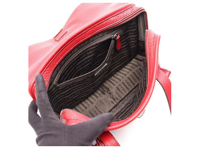 Borsa a mano e borsa a tracolla in pelle rossa Prada Rosso - vista 3