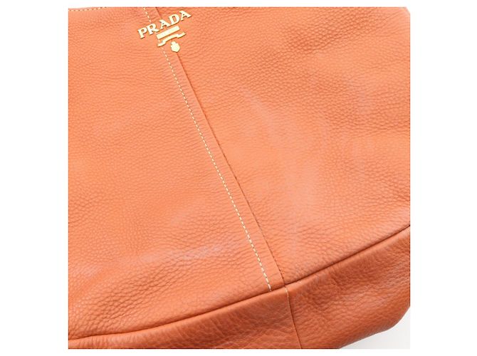 Borsa a tracolla in pelle marrone Prada - vista 5
