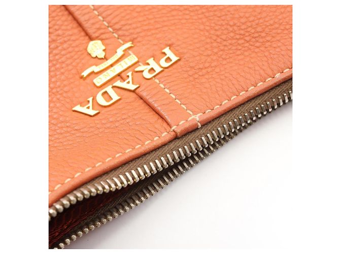 Borsa a tracolla in pelle marrone Prada - vista 9