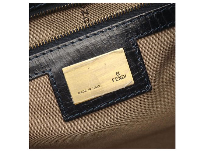 Borsa Fendi Etnico in pelle marrone e blu navy - vista 4