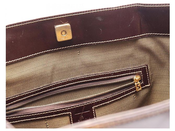 Borsa Tote Fendi Zucca Marrone Nero - vista 5