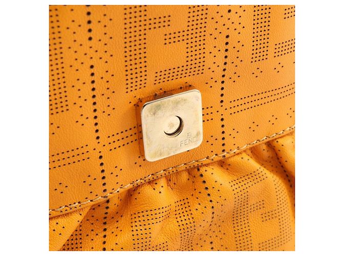 Borsa a Spalla Fendi Zucca Perforated Arancione - vista 9