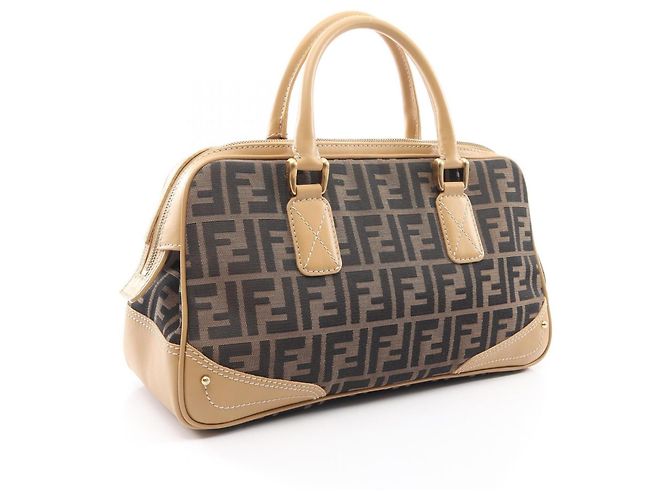 Borsa Fendi Zucca nera e beige in pelle e tela Nero - vista 2