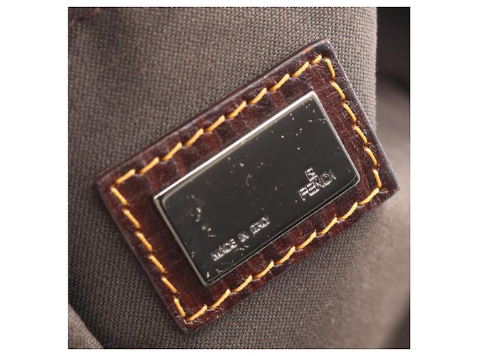 Borsa Fendi Zucca beige nero marrone tela - vista 4