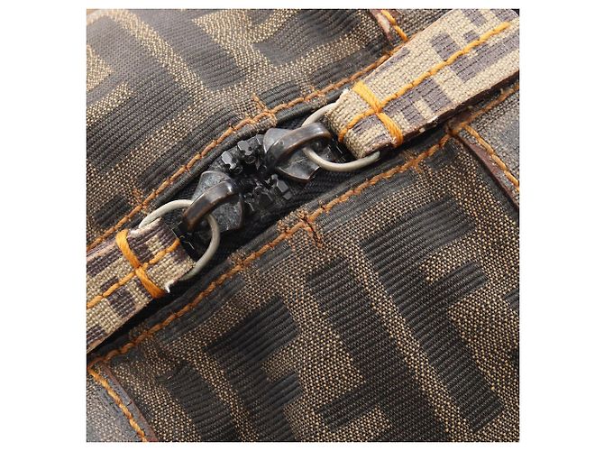 Borsa Fendi Zucca beige nero marrone tela - vista 5