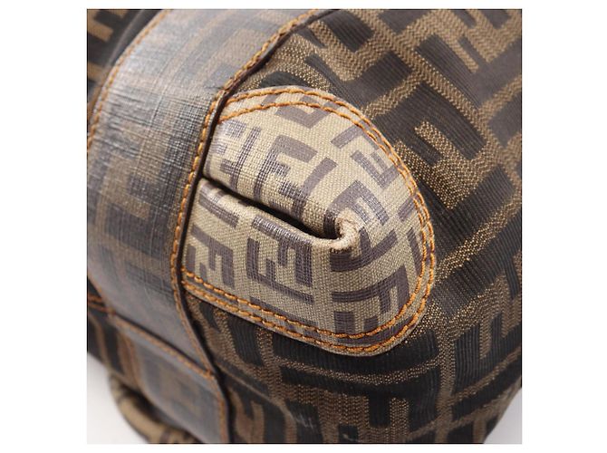 Borsa Fendi Zucca beige nero marrone tela - vista 6