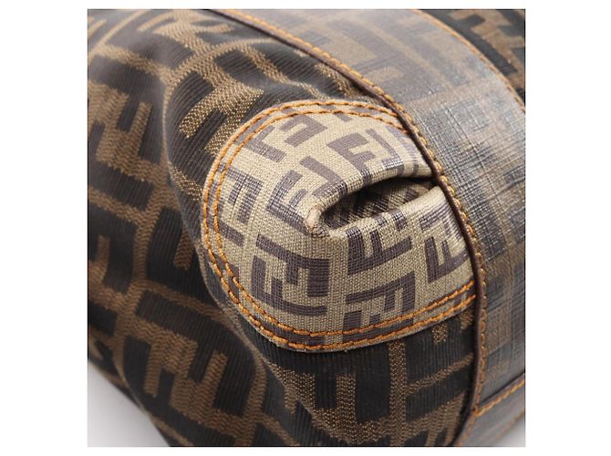 Borsa Fendi Zucca beige nero marrone tela - vista 7