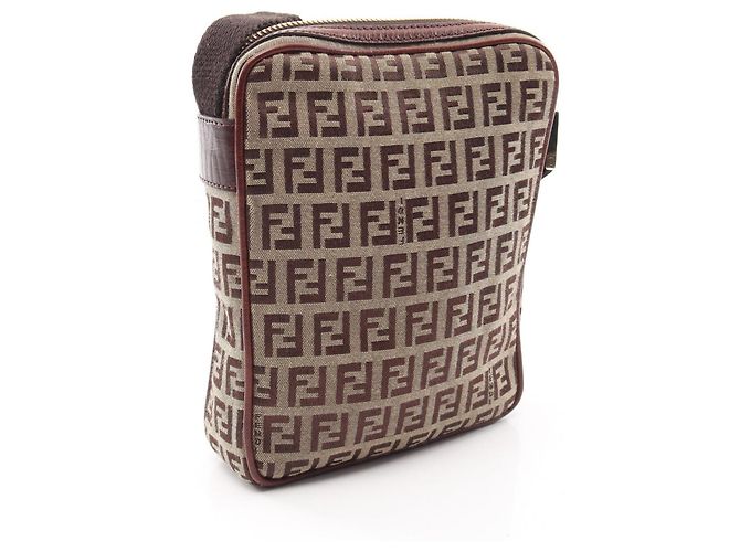 Borsa a Spalla Fendi Zucchino Marrone Beige - vista 2