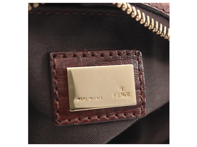 Borsa a Spalla Fendi Zucchino Marrone Beige - vista 4