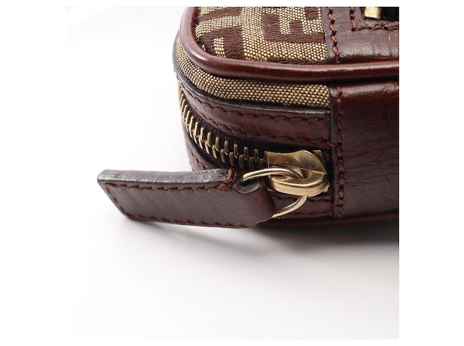 Borsa a Spalla Fendi Zucchino Marrone Beige - vista 7