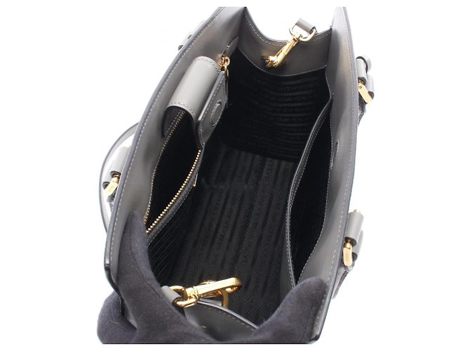 Prada Grauer Leder 2-Way Tote Bag Braun - Ansicht 3