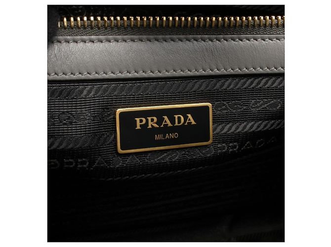 Prada Grauer Leder 2-Way Tote Bag Braun - Ansicht 4