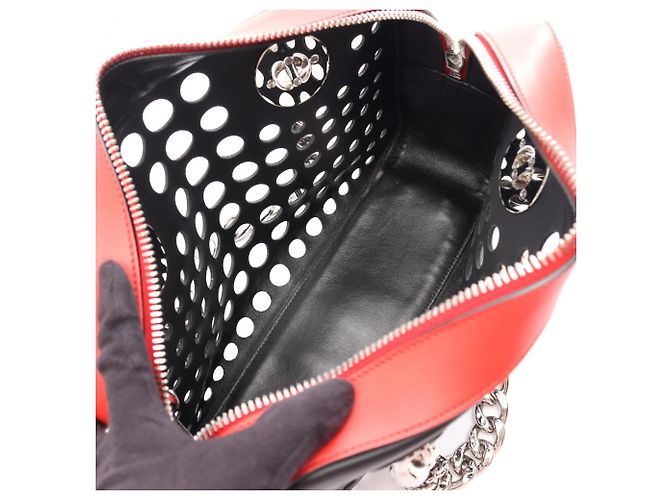 Borsa Tote Traforata Prada City Fori Nero Rosso - vista 3