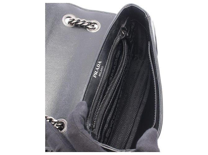 Borsa a tracolla in pelle GLACE'CALF Prada Nero - vista 3