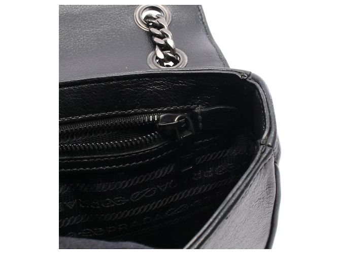 Borsa a tracolla in pelle GLACE'CALF Prada Nero - vista 5