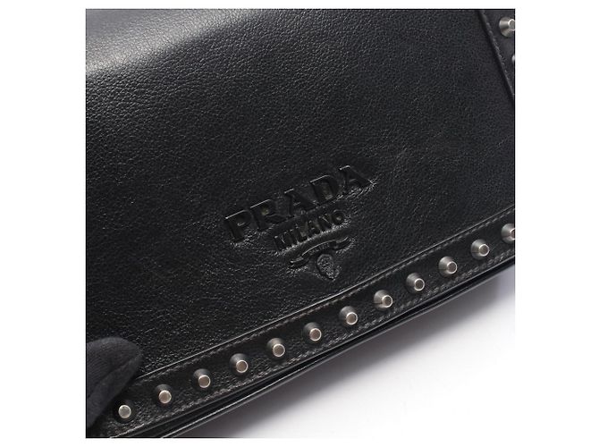 Borsa a tracolla in pelle GLACE'CALF Prada Nero - vista 7