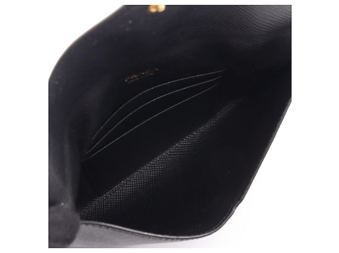 Prada Saffiano Cuir Envelope Bi-fold Long Wallet Black - view 3