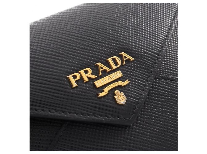 Prada Saffiano Cuir Envelope Bi-fold Long Wallet Black - view 7
