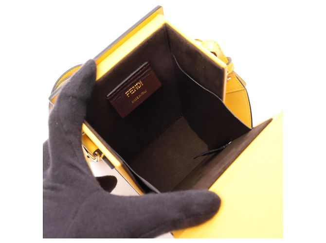 Borsa a Spalla Fendi Box Giallo - vista 3