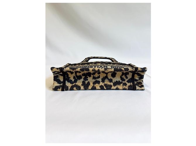 Dior Mini Book Tote Tela Leopardata Nero Beige Stampa leopardo - vista 3