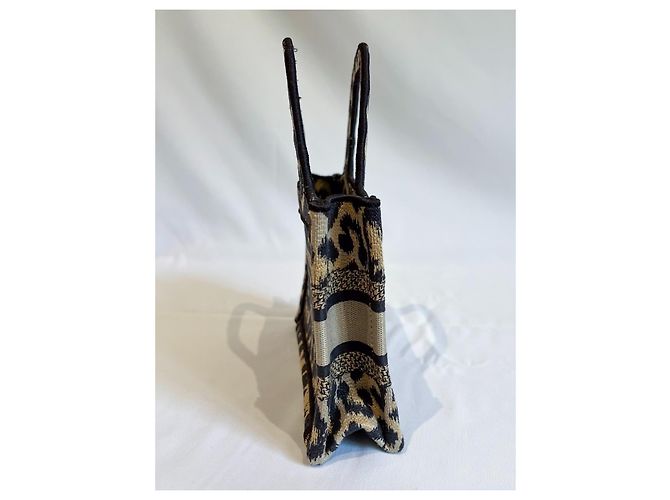 Dior Mini Book Tote Tela Leopardata Nero Beige Stampa leopardo - vista 9