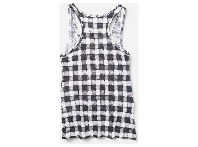 Top sin mangas Balmain by Olivier Rousteing SS13 Checkered Lion Print Blanco - vista 2