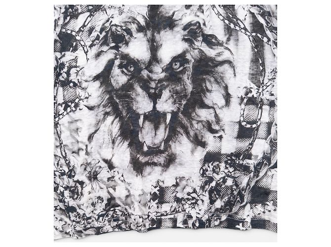 Top sin mangas Balmain by Olivier Rousteing SS13 Checkered Lion Print Blanco - vista 4